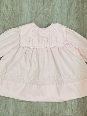 Pink 18 Month Smock Dress with Embroidered Flowers